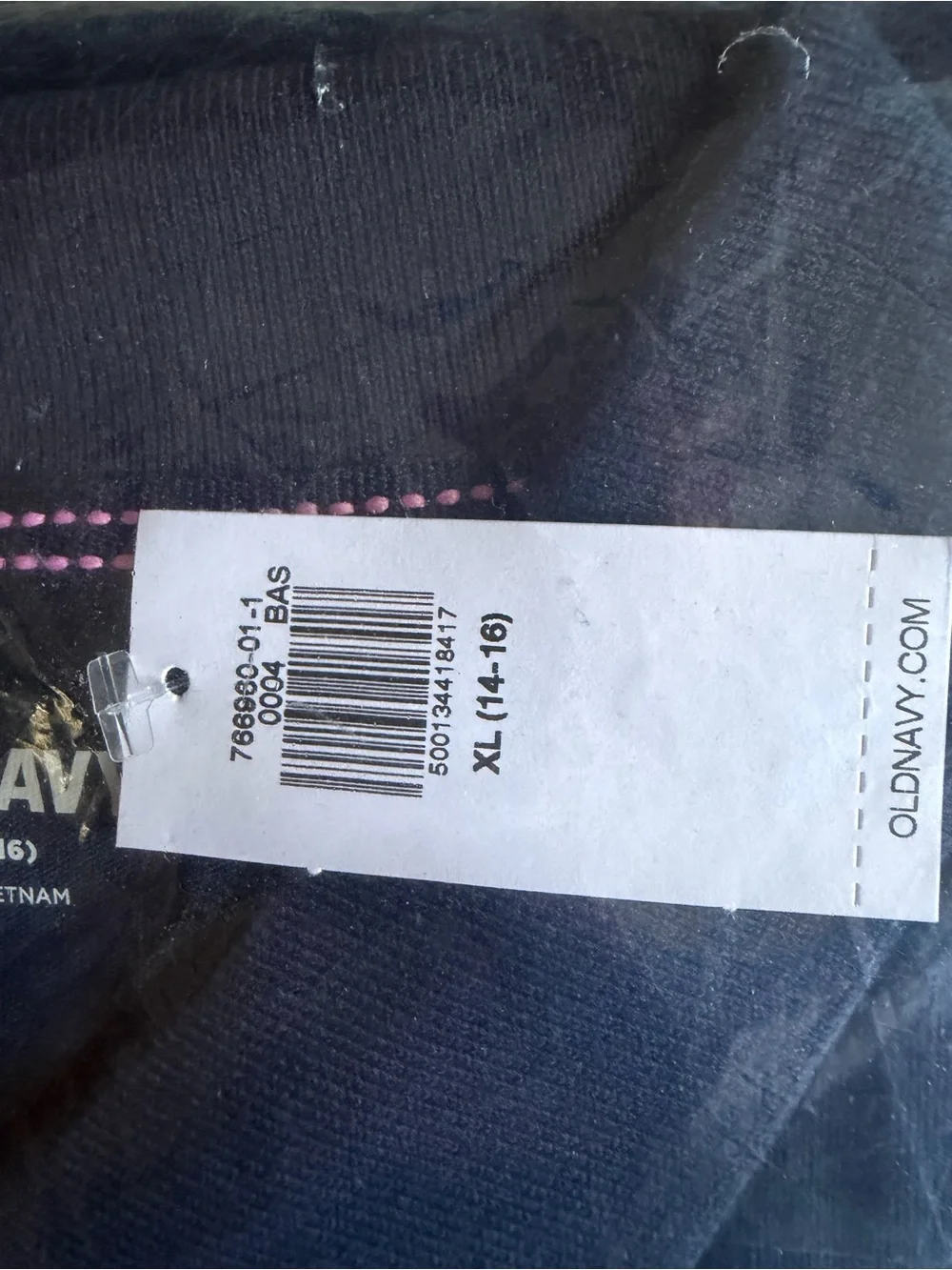 New with Tags Old Navy Navy Blue Polo Shirt with Pink Stitching